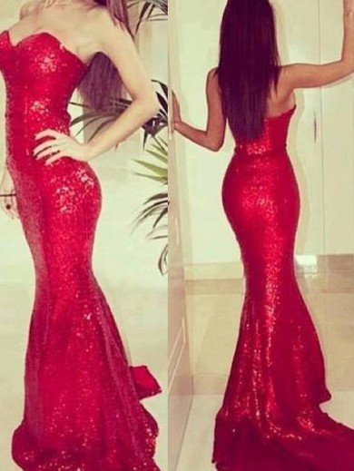 Sequined Trumpet/Mermaid Sweetheart Court Train Sequins Prom dresses #JCD02016144