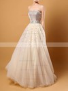 Tulle Sequined Princess Sweetheart Sweep Train Rhinestone Prom dresses #JCD02016059