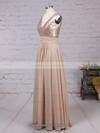Champagne V-neck Chiffon Sequined with Pleats Wholesale Prom Dress #JCD02016329