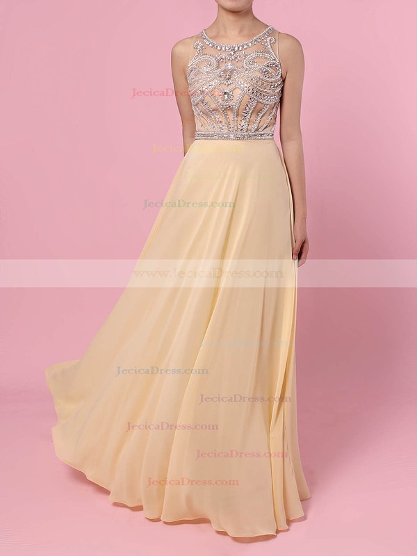 Junior Scoop Neck Crystal Detailing Chiffon Tulle Dark Navy Prom Dress #JCD02016841