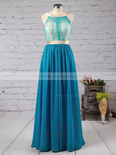 A-line Scoop Neck Chiffon Ruffles Floor-length Affordable Backless Prom Dresses #JCD02016915