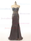 Sweetheart Crystal Detailing Split Front Sheath/Column Silk-like Satin Prom Dresses #JCD02018047