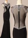 Scoop Neck Crystal Detailing Trumpet/Mermaid Black Tulle Silk-like Satin Prom Dress #JCD02018911