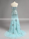 Sweetheart Crystal Detailing Split Front Sheath/Column Chiffon Tulle Latest Prom Dress #JCD02019131