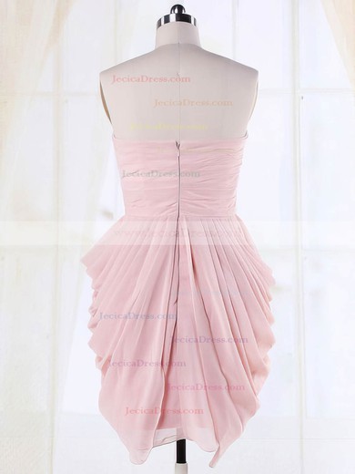 Good Sweetheart Pleats Chiffon Short/Mini Pink Bridesmaid Dresses #JCD01012135