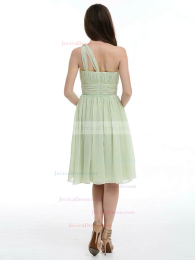 Nicest Sage Ruffles Chiffon Knee-length One Shoulder Bridesmaid Dresses #JCD01012181
