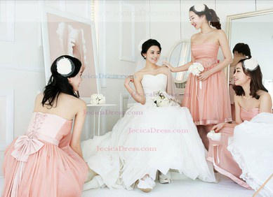 Sweetheart Pearl Pink Tulle Sashes/Ribbons Best Ball Gown Bridesmaid Dresses #JCD01012204