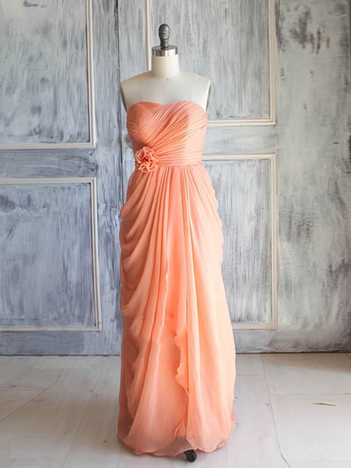 Different Chiffon with Flower(s) Sweetheart Lace-up Orange Bridesmaid Dress #JCD01012392