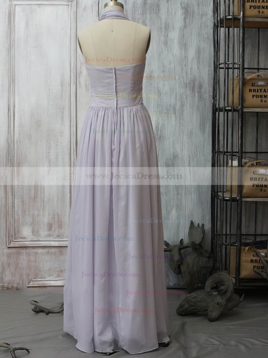 A-line Lavender Chiffon with Ruffles Informal Halter Bridesmaid Dress #JCD01012399