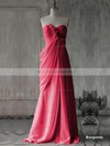 Hot Pink Chiffon with Flower(s) Sweep Train Sweetheart Bridesmaid Dress #JCD01012400