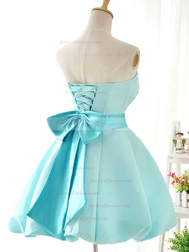 Strapless Blue Satin with Sashes/Ribbons Original Short/Mini Bridesmaid Dresses #JCD01012419
