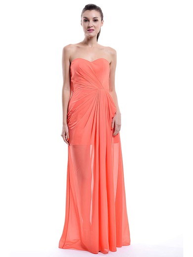 Discount Floor-length Chiffon with Ruffles Orange Sweetheart Bridesmaid Dress #JCD01012430