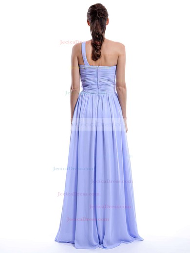 Lilac Chiffon Ruffles Elegant One Shoulder A-line Bridesmaid Dress #JCD01012431