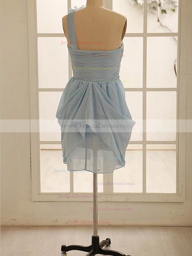 One Shoulder Light Sky Blue Chiffon Flower(s) A-line Bridesmaid Dress #JCD01012471