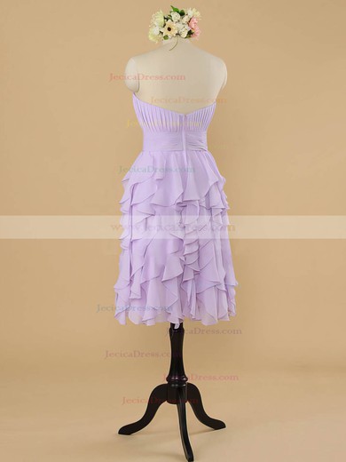 Sheath/Column Lilac Chiffon Tiered Strapless Beautiful Bridesmaid Dresses #JCD01012483