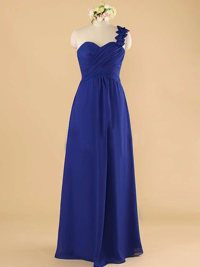 Royal Blue Chiffon Ruffles One Shoulder A-line Wholesale Bridesmaid Dress #JCD01012492
