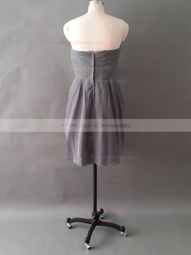 A-line Sweetheart Chiffon Ruffles and Flower(s) Short/Mini Cheap Bridesmaid Dresses #JCD01012497