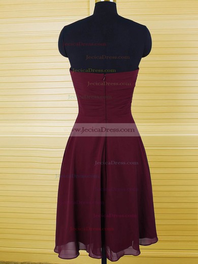 Sweetheart Grape Chiffon with Ruffles A-line Beautiful Bridesmaid Dresses #JCD01012500