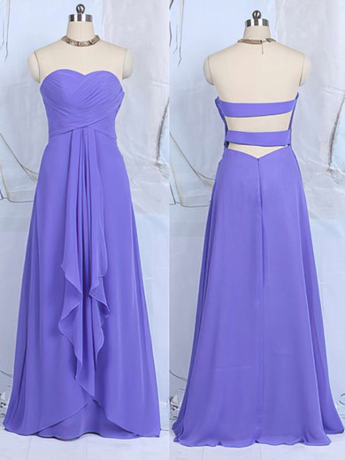 Cheap Sweetheart Ruffles Chiffon Floor-length Lavender Bridesmaid Dresses #JCD01012502