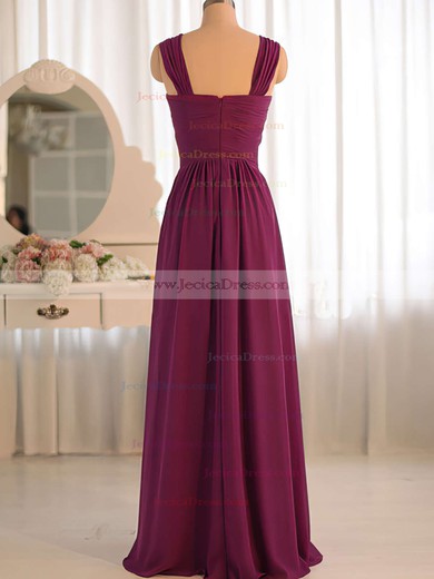 A-line Grape Chiffon with Criss Cross V-neck Junior Bridesmaid Dress #JCD01012503