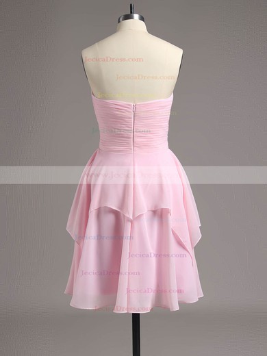Sweetheart Short/Mini Ruffles Pink Chiffon Bridesmaid Dresses #JCD01012513