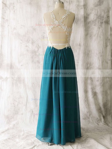 Amazing Multi Colours Chiffon Tulle Appliques Lace Scoop Neck Open Back Bridesmaid Dress #JCD01012529