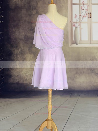 One Shoulder Ruffles Short/Mini 1/2 Sleeve Good Chiffon Bridesmaid Dresses #JCD01012533