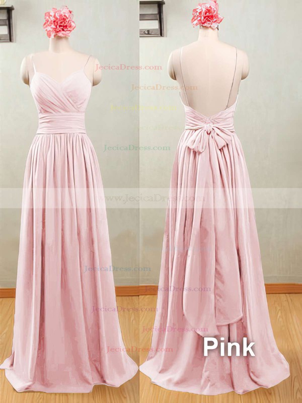 Wholesale Sweetheart Chiffon with Spaghetti Straps Open Back A-line Bridesmaid Dresses #JCD01012539