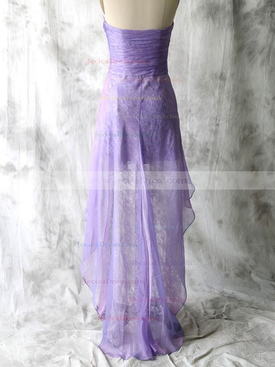Nice Lace Chiffon Sweetheart Sheath/Column Lavender Bridesmaid Dresses #JCD01012552