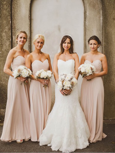 Floor-length Champagne Chiffon Pleats Amazing Sweetheart Bridesmaid Dresses #JCD01012577