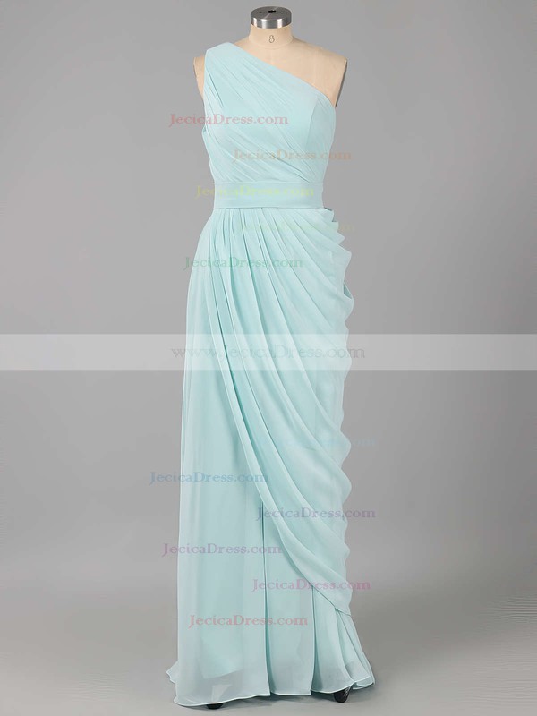 For Cheap Chiffon Ruched One Shoulder Sheath/Column Bridesmaid Dresses #JCD01012578