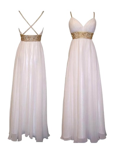 Exclusive Ivory Chiffon with Beading Empire Open Back Bridesmaid Dresses #JCD01012615