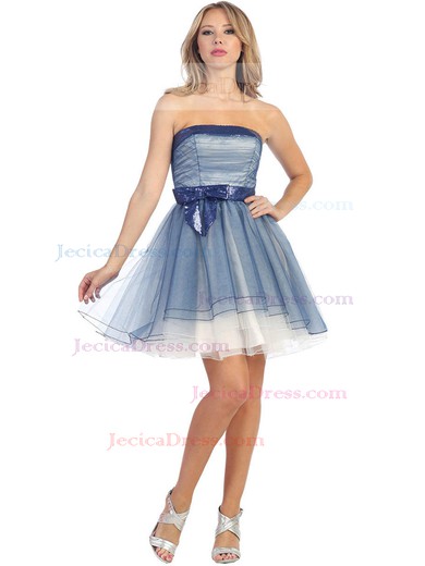 Strapless Tulle with Sashes/Ribbons Bow Short/Mini Cool Prom Dress #JCD02019955