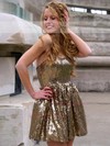 Different Sweetheart Gold Sequined Ruffles Short/Mini Prom Dresses #JCD02019959