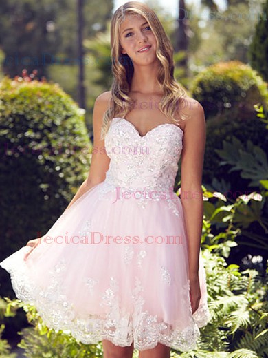 Tulle A-line Sweetheart Short/Mini Beading Prom Dresses #JCD02019966