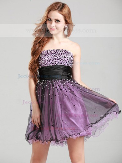 Multi Colours Tulle Beading Good Strapless Short/Mini Prom Dress #JCD020100528