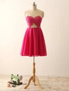 Fuchsia Scoop Neck Chiffon Tulle Short/Mini Appliques Lace Cheap Prom Dresses #JCD020101793