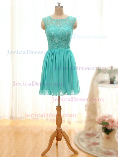 Scoop Neck Lace Chiffon Short/Mini Ruffles Juniors Prom Dresses #JCD020101796