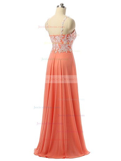Sweetheart Orange Chiffon Floor-length Appliques Lace Girls Prom Dresses #JCD020101831