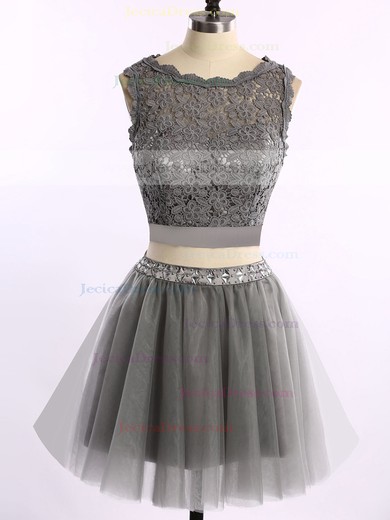 Pretty Short/Mini Scoop Neck Tulle Lace with Beading Two Pieces Prom Dress #JCD020101868