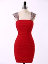 Sheath/Column Ladies Red Chiffon Beading Short/Mini Prom Dress #JCD020101874