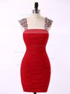 Sheath/Column Ladies Red Chiffon Beading Short/Mini Prom Dress #JCD020101874