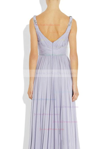 V-neck Lavender Chiffon Appliques Lace Long Cheap Prom Dress #JCD020101225