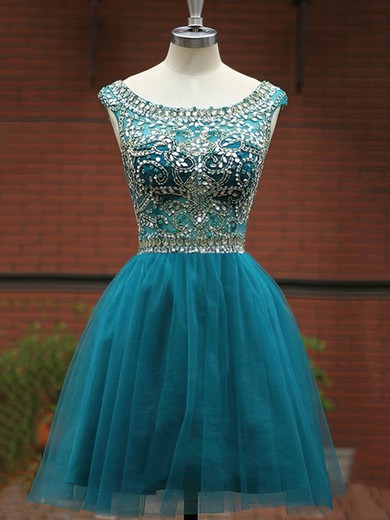 Classic Scoop Neck Tulle with Beading Short/Mini Prom Dress #JCD020101492