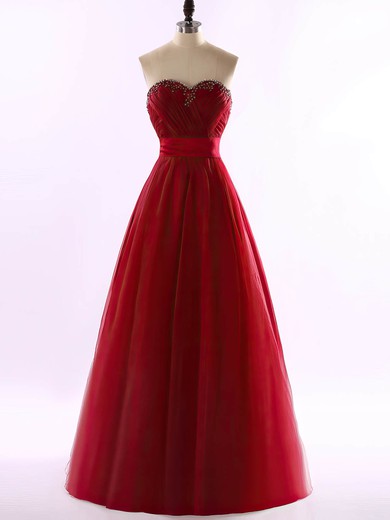 Vintage Sweetheart Tulle Floor-length with Beading Backless Prom Dresses #JCD020101615