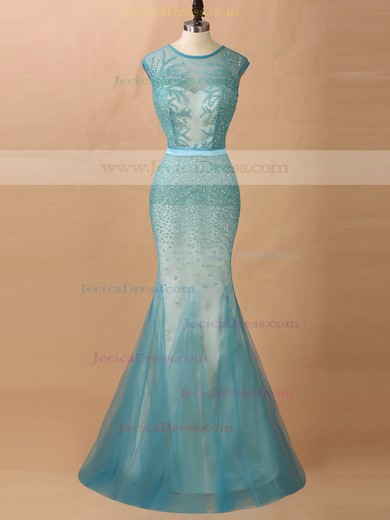 Trumpet/Mermaid Scoop Neck Tulle Beading Unique Prom Dresses #JCD020101618