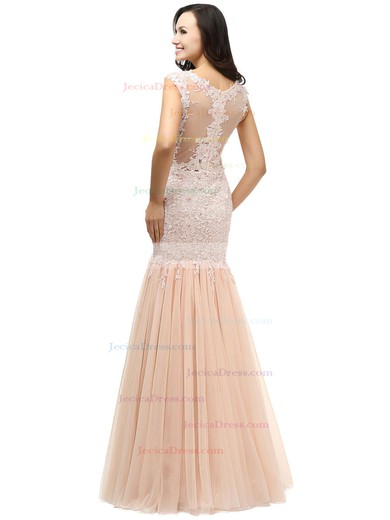 Expensive Scoop Neck Tulle Appliques Lace Trumpet/Mermaid Prom Dresses #JCD020101621