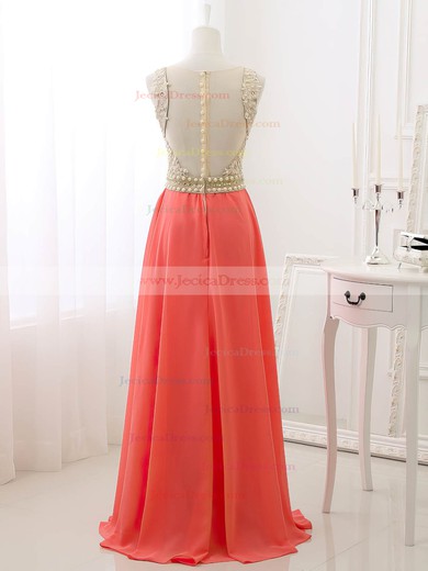 A-line Scoop Neck Tulle Chiffon Appliques Lace Wholesale Prom Dresses #JCD020101627