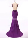 Trumpet/Mermaid Purple Tulle Chiffon Court Train Appliques Lace Best Prom Dresses #JCD020101660