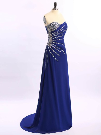 Sheath/Column Sweetheart Chiffon with Beading Good Royal Blue Prom Dresses #JCD020101661